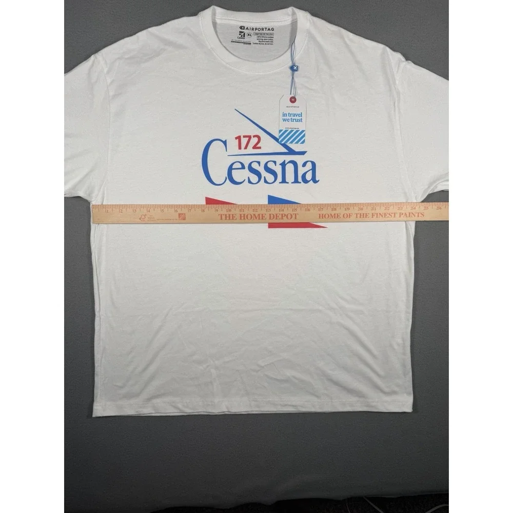 Airportag Cessna 172 T-Shirt White Men's Size XL Aviation Pilot Graphic Tee NWT